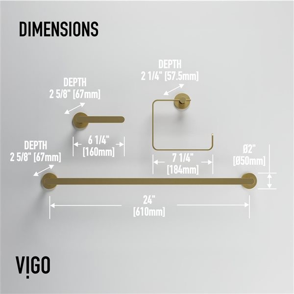 VIGO Arden Bath Hardware Set 3-Piece - Matte Brushed Gold