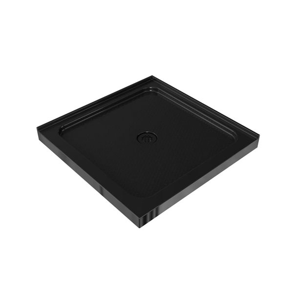 GEF Terry Shower Base 36 x 36‑in Alcove with Center Drain - Gloss Black