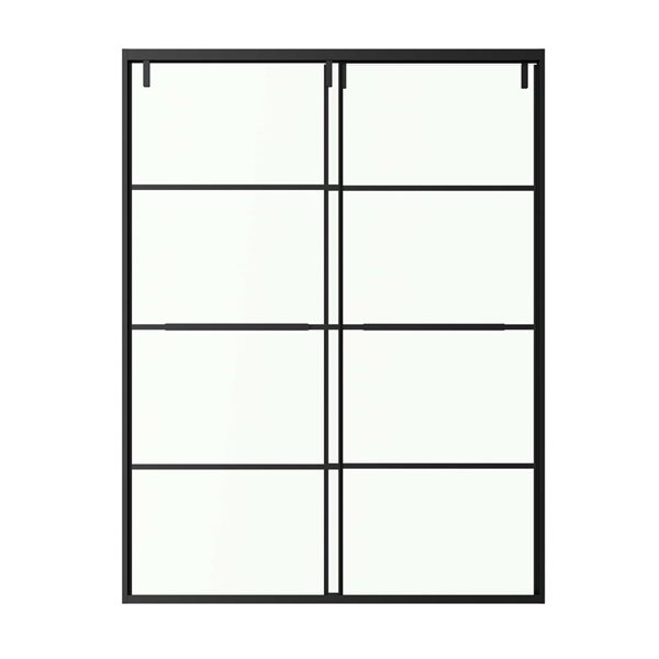 GEF Terry Framed Reversible Sliding Shower Door 60 x 79-in with 36-in Side Panel - Matte Black