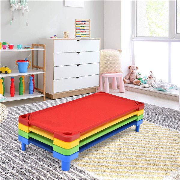 Costway Stackable Naptime Cot for Kids 51 x 23-in - Multiple Colours 4-Pack