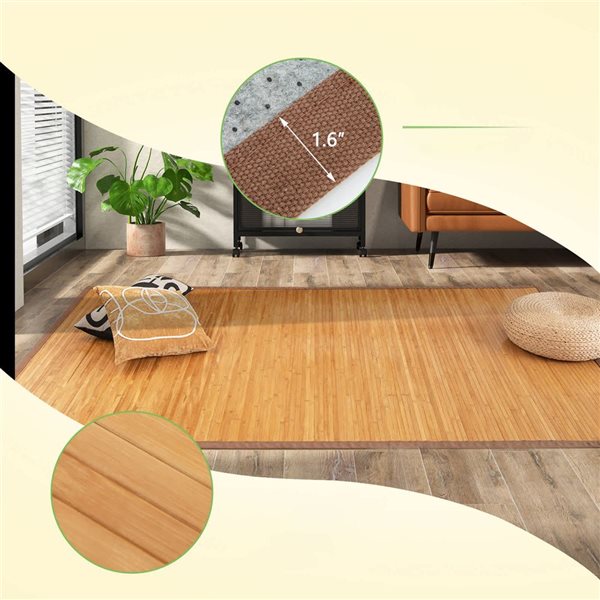 Costway Area Rug Bamboo 5 x 8-ft