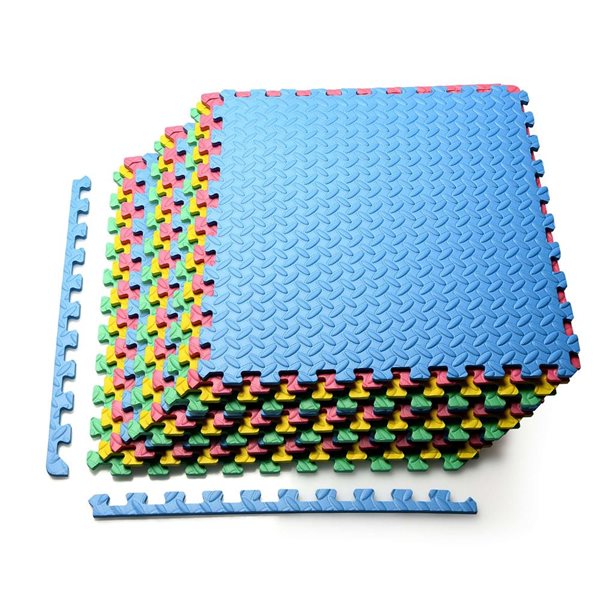 Costway Kids' Interlocking Foam Play Mat w/ 12-Pcs 25 x 25-in 52-ft² ...