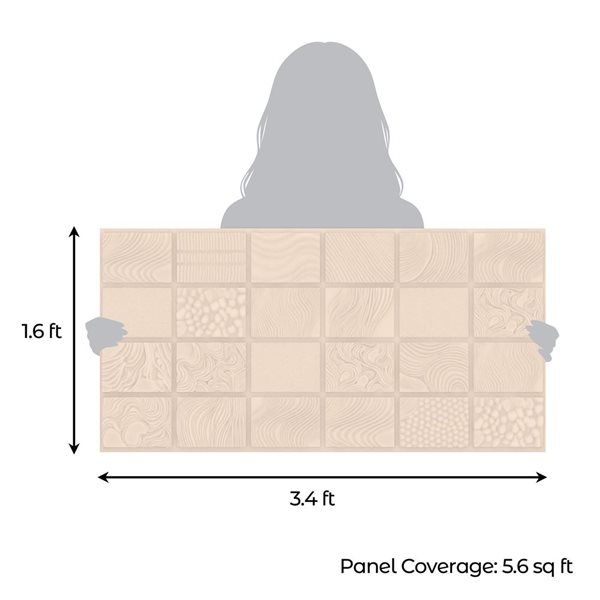 Dundee Deco Peel and Stick 3D Wall Panels 1.6 x 3.4-ft (55-ft²) - Moccasin