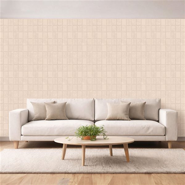 Dundee Deco Peel and Stick 3D Wall Panels 1.6 x 3.4-ft (55-ft²) - Moccasin