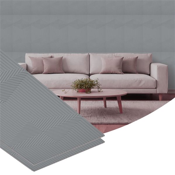 Dundee Deco Peel and Stick 3D Wall Panels 1.6 x 3.4-ft (55-ft²) - Alpaca Grey