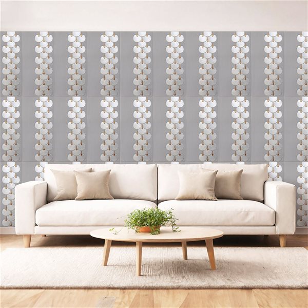 Dundee Deco Peel and Stick 3D Wall Panels 1.6 x 3.4-ft (55-ft²) - Royal Silver