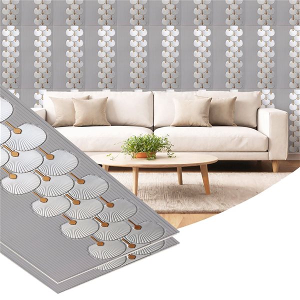 Dundee Deco Peel and Stick 3D Wall Panels 1.6 x 3.4-ft (55-ft²) - Royal Silver