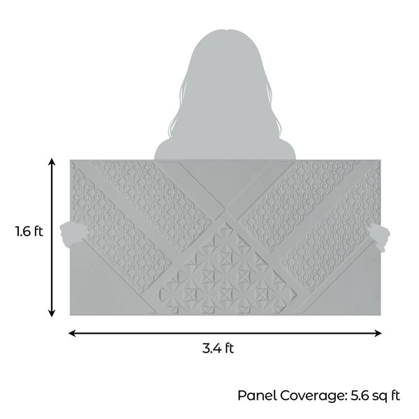 Dundee Deco Peel and Stick 3D Wall Panels 1.6 x 3.4-ft (55-ft²) - Alpaca Grey