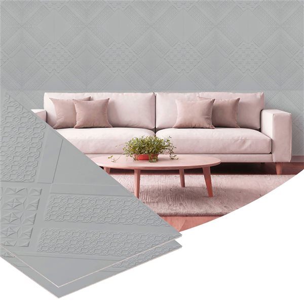 Dundee Deco Peel and Stick 3D Wall Panels 1.6 x 3.4-ft (55-ft²) - Alpaca Grey