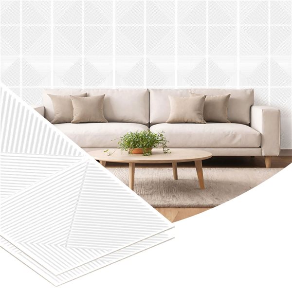 Dundee Deco Peel and Stick 3D Wall Panels 1.6 x 3.4-ft (55-ft²) - White