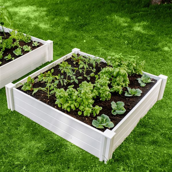 Vita Classic Raised Garden Bed Vinyl 4-ft x 4-ft x 11-in - White