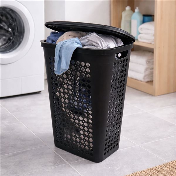 Modern Homes Plastic Laundry Hamper Mosaic 50 L - Black