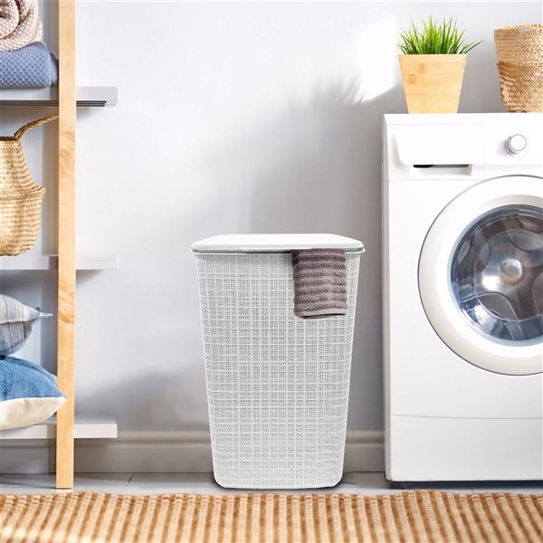 Modern Homes Plastic Laundry Basket 60 L - White