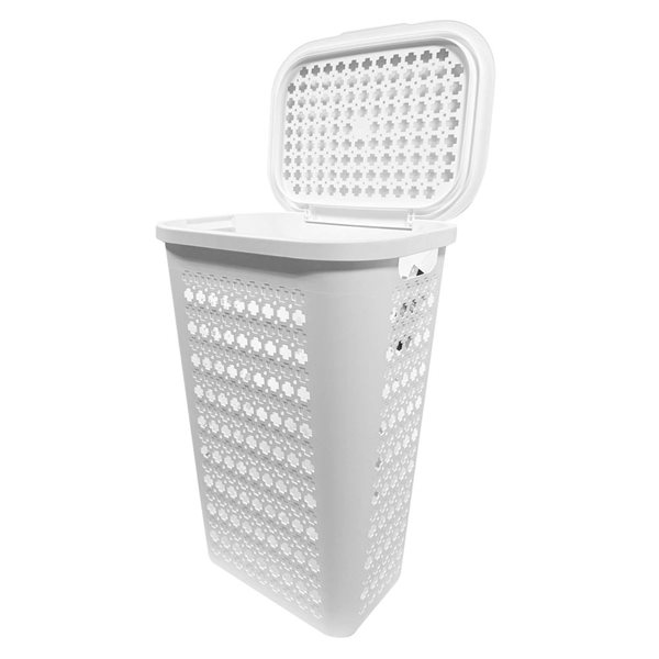 Modern Homes Plastic Laundry Hamper Mosaic 50 L - White