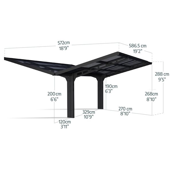 Palram by Canopia Sydney Apex Double Wings Carport Kit 20 x 20-ft