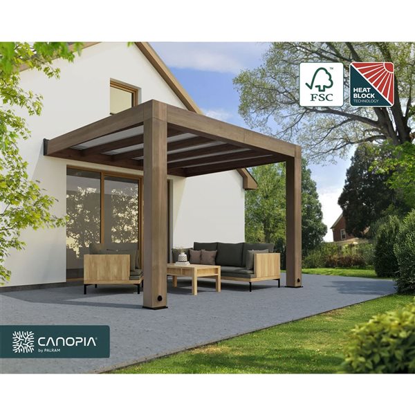 Canopia by Palram Helsinki Patio Cover Kit 10 x 11-ft - Cedar Wood