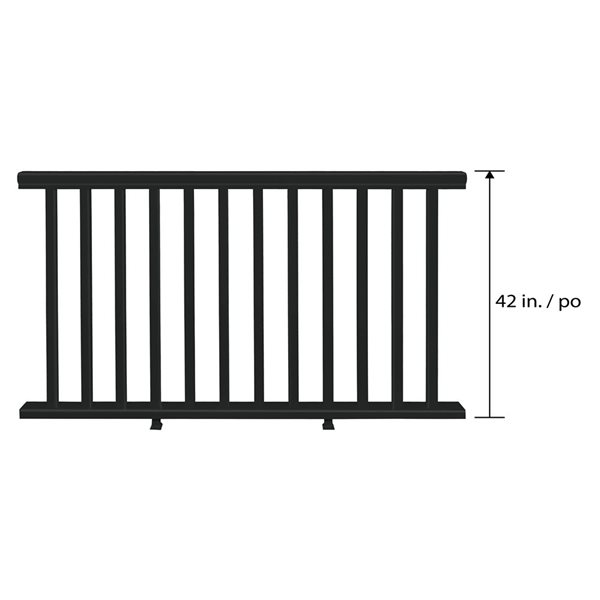 everhome Outdoor Railing 3.5-ft x 6-ft - Black Vinyl