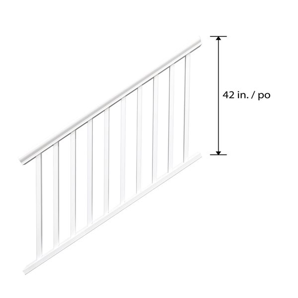 everhome Outdoor Railing Stair 3.5-ft x 6-ft - White Vinyl