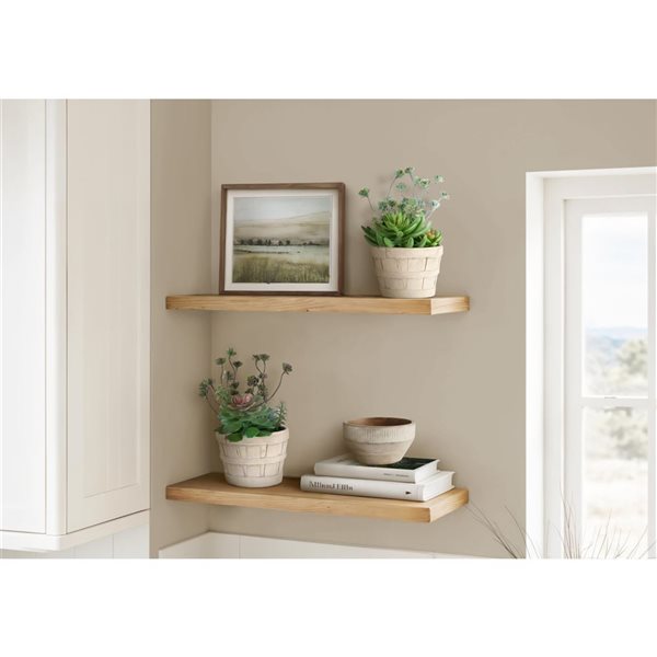 Set of 2 Monarch Specialties Artificial Plants 9-in Tall w/ Beige Cement Pots - Succulent