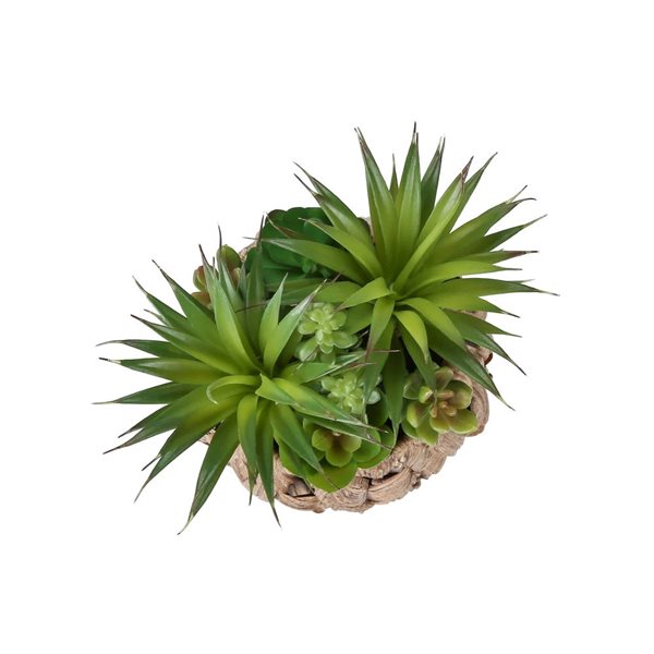 Set of 2 Monarch Specialties Artificial Plants 9-in Tall w/ Brown Woven Baskets - Succulent