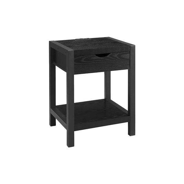 Monarch Specialties Accent Table/Nightstand Contemporary 24-in w/ Drawer and Oak Laminate - Black