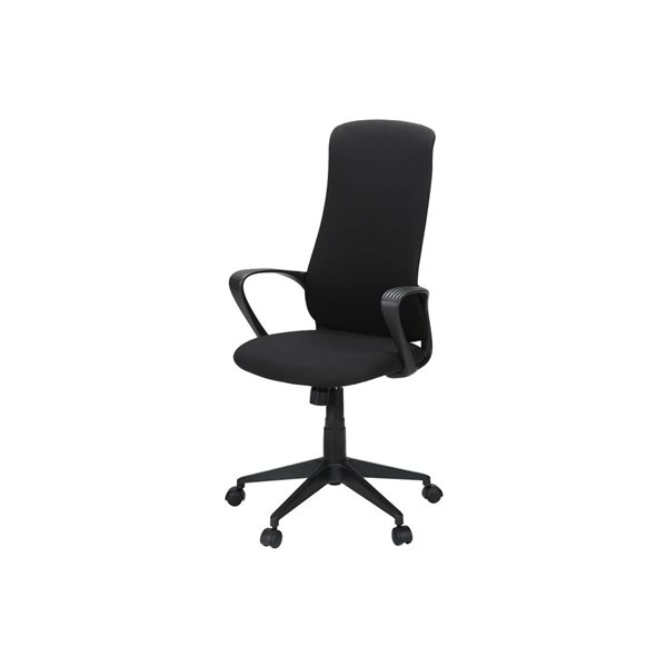 Monarch Specialties Ergonomic Swivel Office Chair Fabric Covered w/ Adjustable Height and Tilt + Armrests - Black