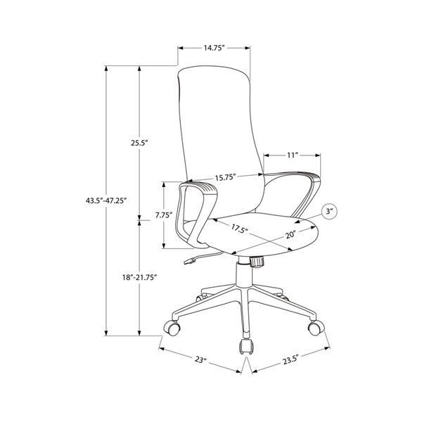 Monarch Specialties Ergonomic Swivel Office Chair Fabric Covered w/ Adjustable Height and Tilt + Armrests - Black