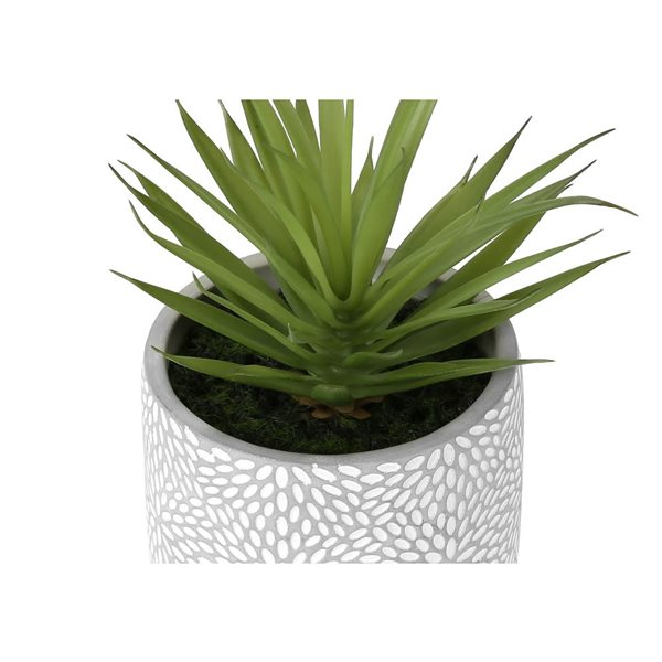 Set of 2 Monarch Specialties Artificial Plants 9-in Tall w/ White Cement Pots - Succulent