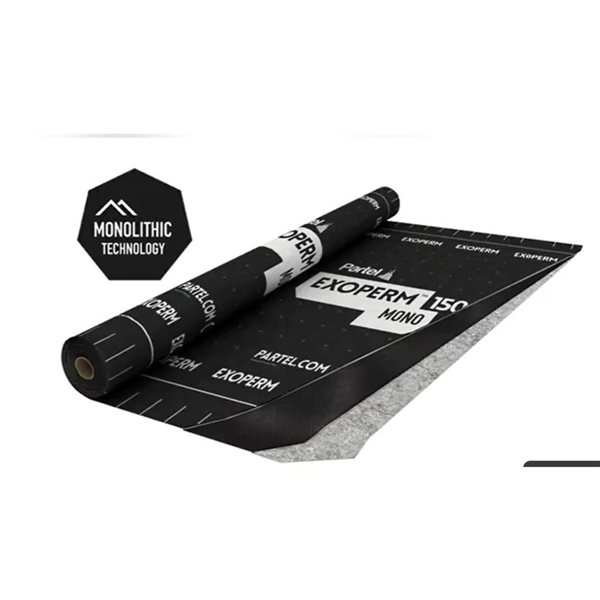 PARTEL EXOPERM MONO 150 Waterproof + Air and Vapour Barrier Breathable Monolithic Membrane 5 x 164-ft