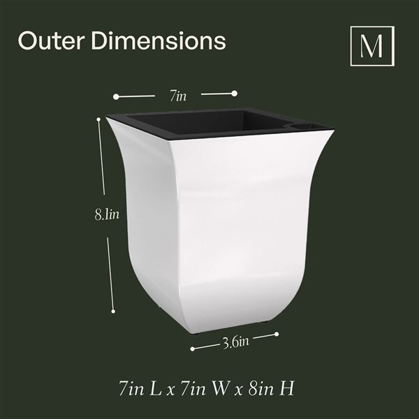 Mayne Valencia Self-Watering Wall Mount Planter Polypropylene 7 W x 8-in H - White - 3-Pack