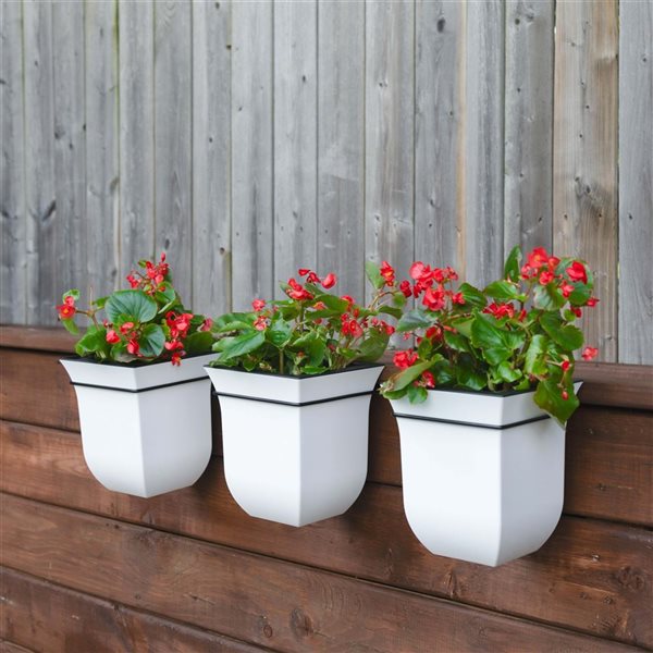 Mayne Valencia Self-Watering Wall Mount Planter Polypropylene 7 W x 8-in H - White - 3-Pack