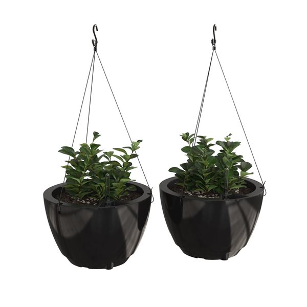 Mayne Caprio Self-Watering Hanging Planter Polypropylene 14 W x 9-in H - Black - 2-Pack
