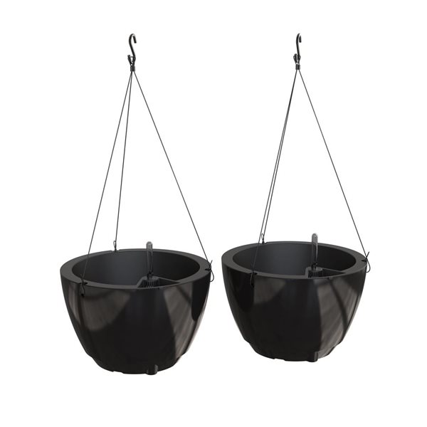 Mayne Caprio Self-Watering Hanging Planter Polypropylene 14 W x 9-in H - Black - 2-Pack