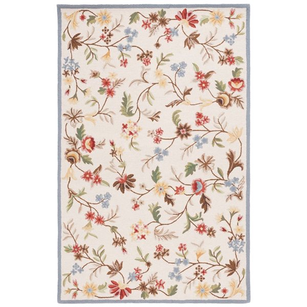 Sarah Rug 4 X 6 Safavieh Chelsea Area Rug in Wool 4 x 6-ft- Ivory/Green HK322A-4 | RONA