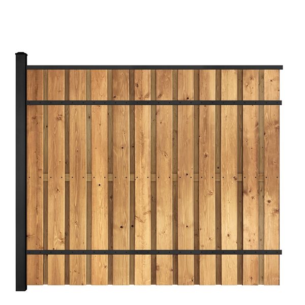 SLIPFENCE 7-ft Vertical Wood Shadowbox Fence Panel Kit w/ One 3-in x 3-in x 10-ft Post