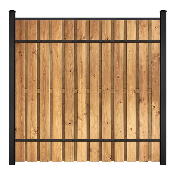 SLIPFENCE 8-ft Vertical Wood Shadowbox Fence Panel Kit w/ Two 3 x 3 x 12.3-in Posts