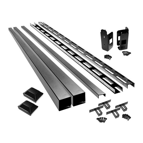 SLIPFENCE 8-ft Vertical Wood Shadowbox Fence Panel Kit w/ Two 3 x 3 x 12.3-in Posts