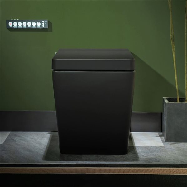 Woodbridge Square Smart Bidet Toilet w/ Tank - Auto Open/Close + Auto Flush and Foot Sensor + Spray Modes - Matte Black