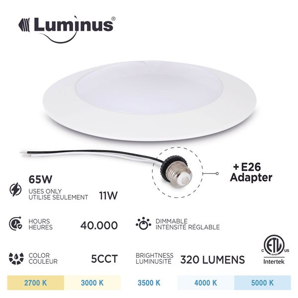 Luminus 6-Pack LED Dimmable Disc Light 65 W Eq. - 4-in