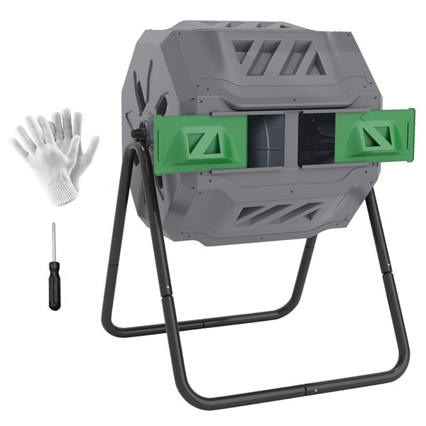 Outsunny Rotating Compost Bin Outdoor in Galvanized Steel - 160 L 845 ...