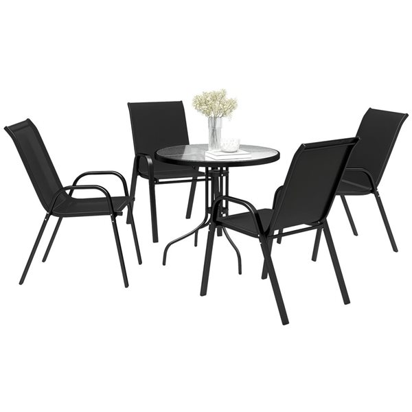 Patio Set Rona Outsunny 5-Piece Patio Dining Set for 4 - Black 84G-683V00BK | RONA