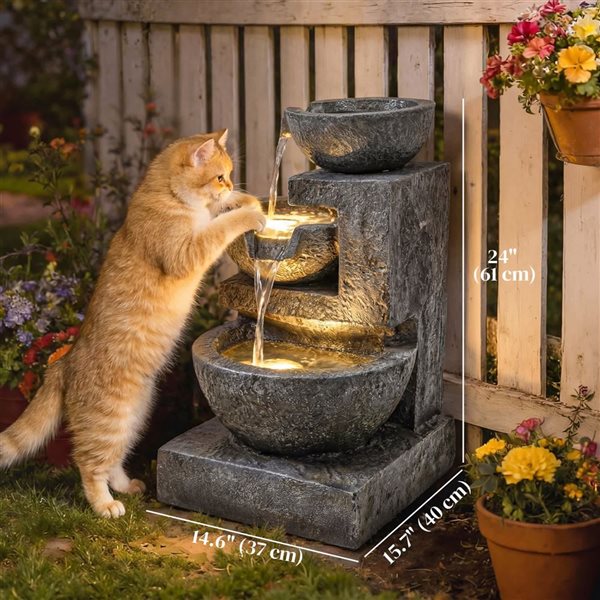 Fontaine d'extérieur Outsunny à 3 niveaux avec pompe 84J-191V80MX