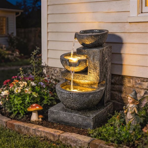 Fontaine d'extérieur Outsunny à 3 niveaux avec pompe 84J-191V80MX