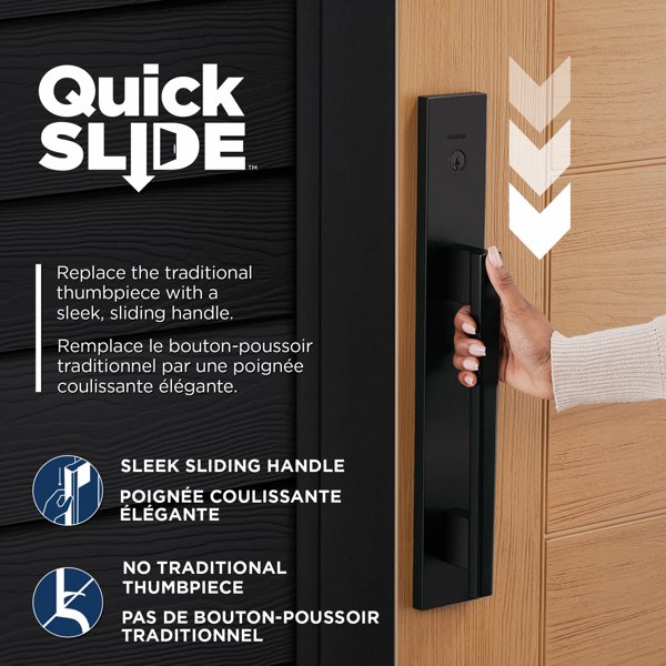 Weiser Caerus Keyed Entry Handleset With Halifax Interior Lever – SmartKey Security, QuickSlide Technology, Matte Black