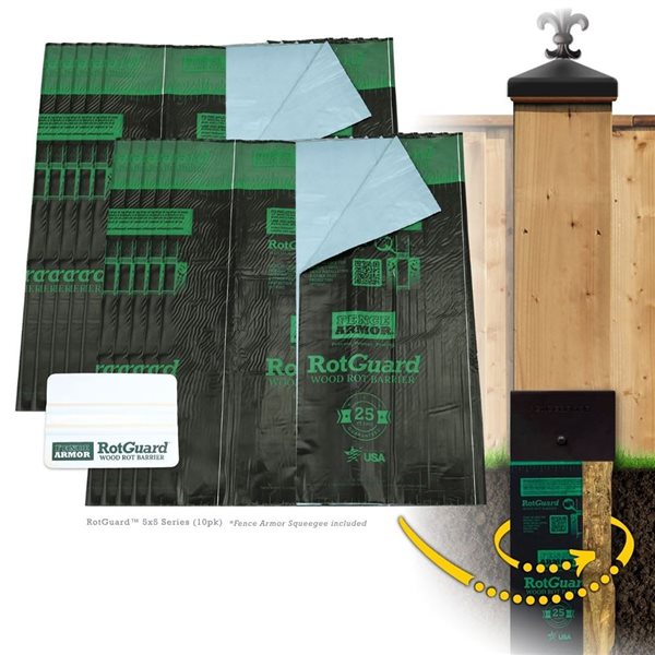 RotGuard Rot Barrier Protection Self-Adhesive Post Wrap 5x5-in x 4-ft ...