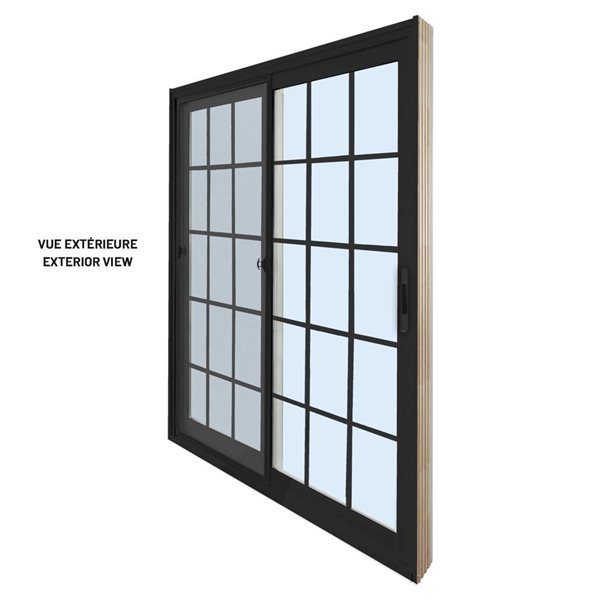 Dusco OX Patio Door 5-ft 15-Lite Frame 5.6-in - Black R50058BLFLR | RONA