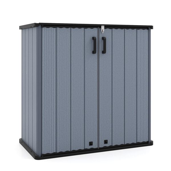 Small Rona Sheds Costway Outdoor Storage Shed with Floor and Lockable Door - Black and ...