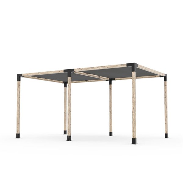Toja Grid Double Pergola Kit 10-ft x 16-ft 2 Shade Sails 4x4 Wood Posts ...